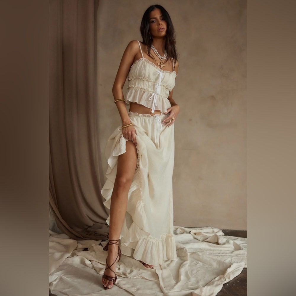 12th Tribe Dahlia Baby Yellow Maxi Skirt